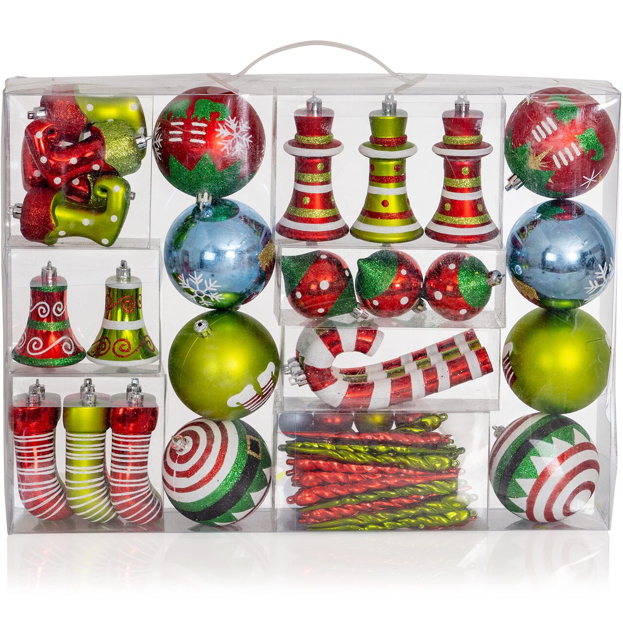 R N' D Toys Elf Ornament Set – Christmas Elves Shatterproof Balls and Elven Hanging Ornaments for Indoor or Outdoor Christmas Tree, Holiday Party, Home Décor - 67 Piece Set